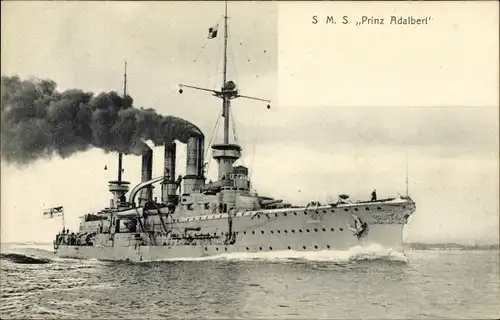 Ak Deutsches Kriegsschiff, SMS Prinz Adalbert, Großer Kreuzer, Kaiserliche Marine