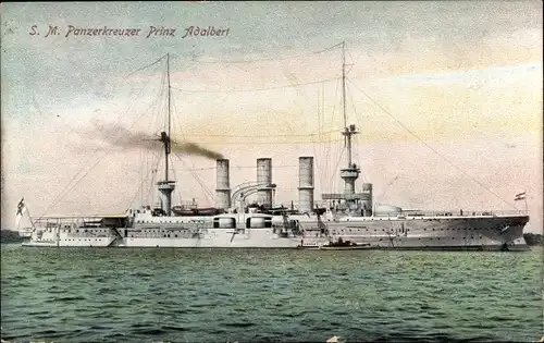 Ak Deutsches Kriegsschiff, SMS Prinz Adalbert, Panzerkreuzer, Kaiserliche Marine