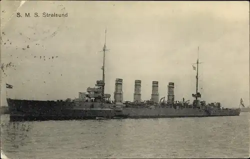 Ak Deutsches Kriegsschiff, SMS Stralsund, Kleiner Kreuzer, Kaiserliche Marine