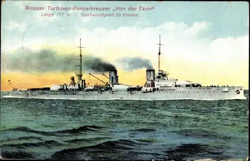 Ak Deutsches Kriegsschiff, SMS Von der Tann, Panzerkreuzer, Kaiserliche Marine