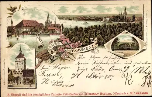 Litho Konstanz am Bodensee, Stadtansichten