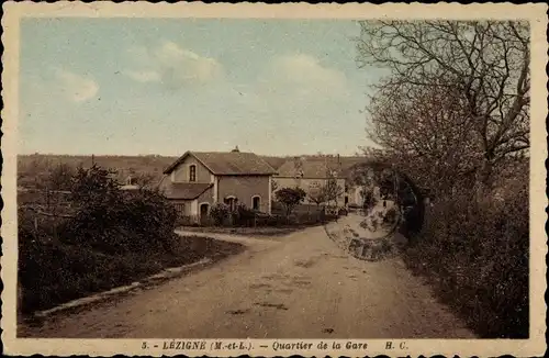 Ak Lézigné Maine-et-Loire, Quartier de la Gare