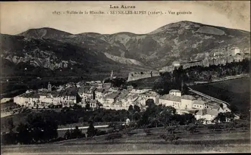 Ak Seyne Alpes de Haute Provence, Vallee de la Blanche, Vue generale