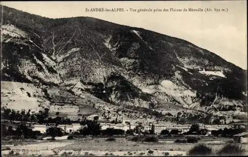 Ak Saint André les Alpes Alpes de Haute Provence, Vue generale prise des Plaines de Meouille