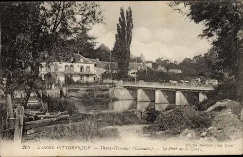 Ak Thury Harcourt Calvados, Le Pont de la Gare