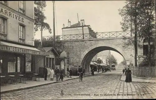 Ak Courbevoie Hauts de Seine, Pont du Chemin de Fer a la Station