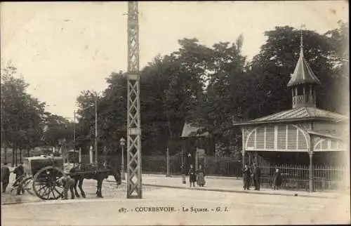 Ak Courbevoie Hauts de Seine, Le Square, Kutsche