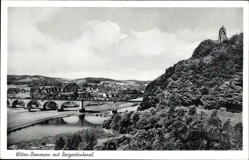 Ak Bommern Witten an der Ruhr, Teilansicht mit Bergerdenkmal, Brücke