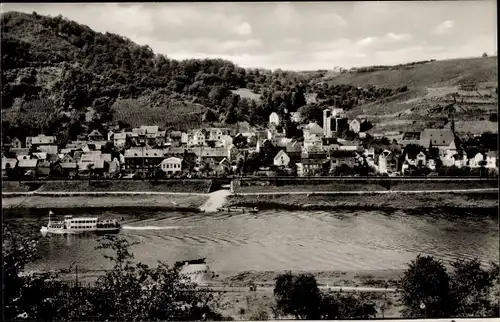 Ak Lehmen an der Mosel, Panorama, Salondampfer