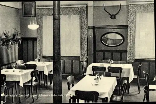 Ak Münchehof Seesen am Harz, Reineckes Gasthof z. gold. Löwen