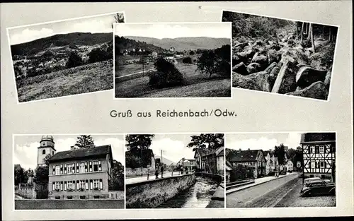 Ak Reichenbach Lautertal im Odenwald, Straßenpartie, Panorama, Ortspartie