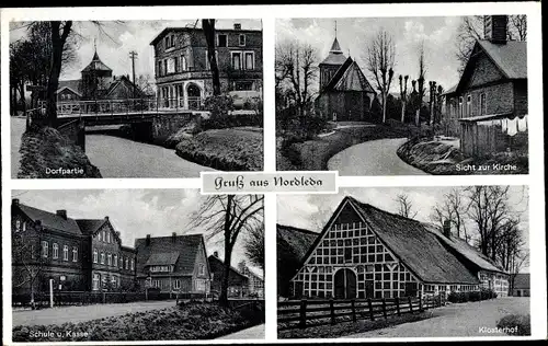 Ak Nordleda Niedersachsen, Kirche, Klosterhof, Schule, Dorfpartie