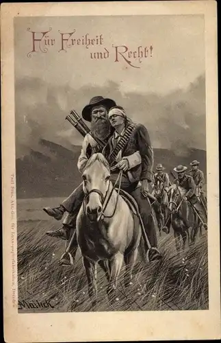 Künstler Litho Mailick, Südafrika, Für Freiheit und Recht, Burenkrieg