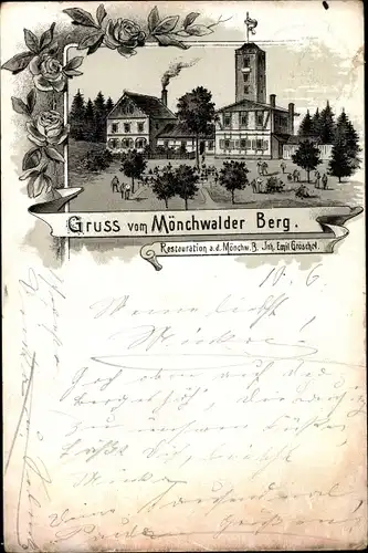 Litho Wilthen im Kreis Bautzen Sachsen, Mönchswalder Berg, Restauration, Aussichtsturm