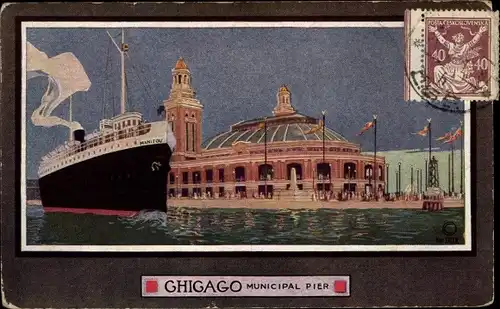 Künstler Ak Chicago Illinois, Municipal Pier, SS Manitou