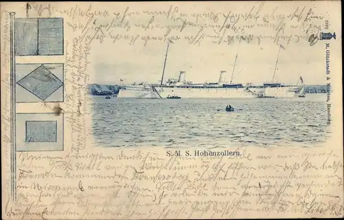 Ak Deutsches Kriegsschiff, SMS Hohenzollern, Kaiserliche Yacht