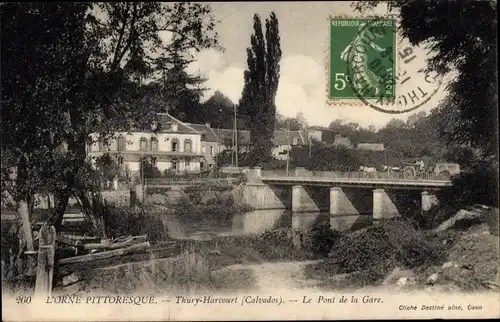 Ak Thury Harcourt Calvados, Le Pont de la Gare