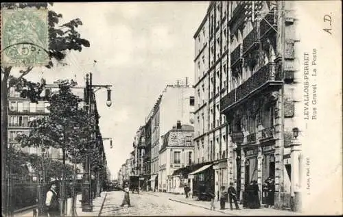 Ak Levallois Perret Hauts de Seine, Rue Gravel, La Poste