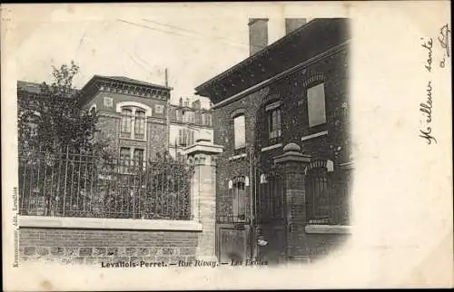 Ak Levallois Perret Hauts de Seine, La Rue Rivay, Les Ecoles