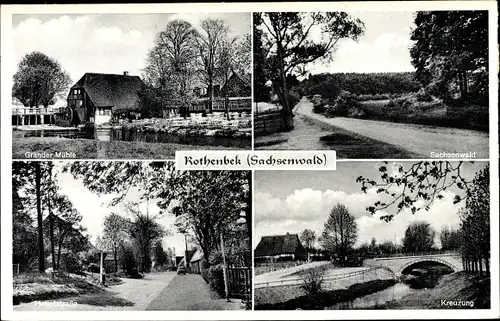Ak Rothenbek Kuddewörde in Schleswig Holstein, Grander Mühle, Kreuzung, Sachsenwald