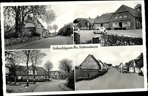 Ak Süderlügum in Nordfriesland, Dorfpartie, Sparkasse, Gasthof