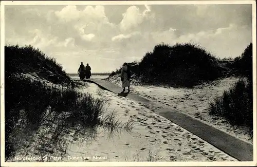 Ak Sankt Peter Ording in Nordfriesland, Dünen am Strand