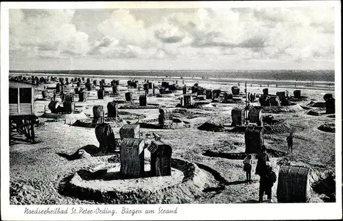 Ak Sankt Peter Ording in Nordfriesland, Burgen am Strand