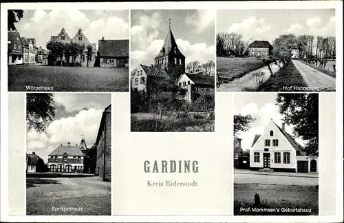 Ak Garding in Nordfriesland, Wörpelhaus, Spritzenhaus, Prof. Mommsen's Geburtshaus