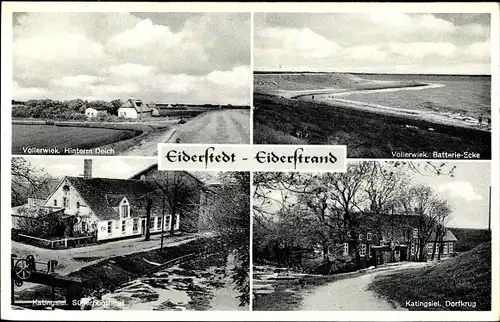 Ak Halbinsel Eiderstedt in Schleswig Holstein, Vollerwiek Hinterm Deich, Batterie Ecke, Katingsiel