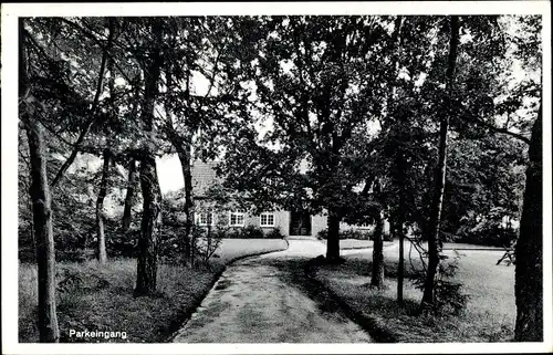 Ak Sandkrug Hatten in Oldenburg, Schullandheim, Parkeingang