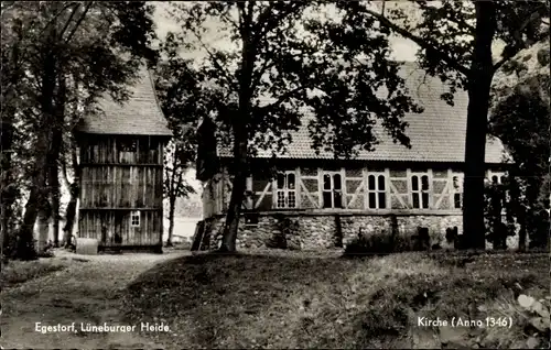 Ak Egestorf Lüneburger Heide, Blick auf die Kirche, Anno 1346, Fachwerk