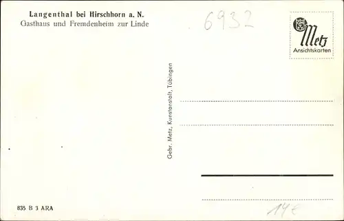 Ak Langenthal Hirschhorn am Neckar Hessen, Gasthaus und Fremdenheim zur Linde