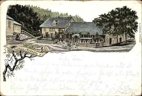 Vorläufer Litho Elend Oberharz am Brocken, Gasthaus zur Waldmühle, 1895