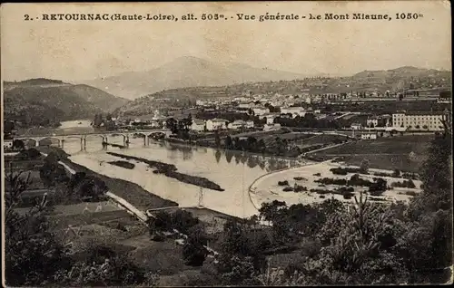 Ak Retournac Haute Loire, Vue generale, Le Mont Miaune