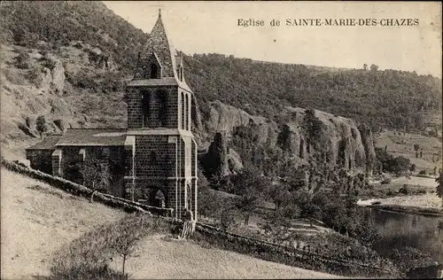 Ak Saint Julien des Chazes Haute Loire, Eglise de Sainte Marie des Chazes