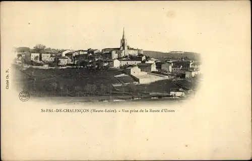 Ak Saint Pal de Chalencon Haute Loire, Vue prise de la Route d'Usson