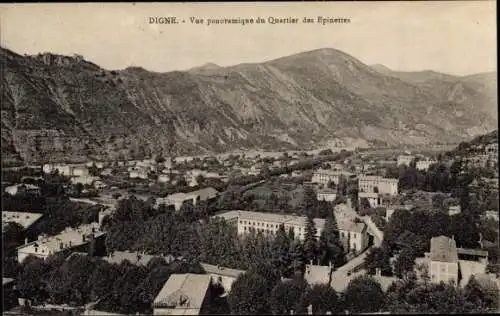 Ak Digne Alpes de Haute Provence, Vue panoramique du Quartier des Epinettes