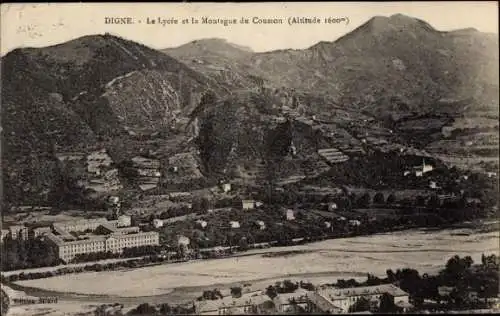 Ak Digne Alpes de Haute Provence, Le Lycee et la Montagne du Cousson