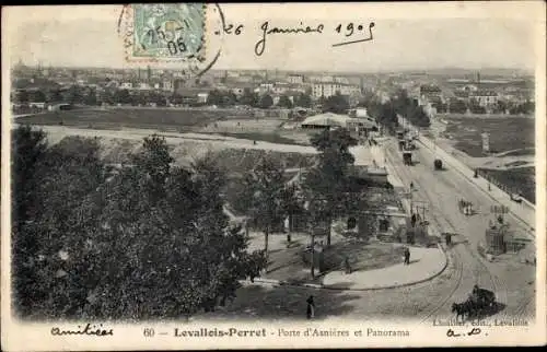 Ak Levallois Perret Hauts de Seine, Porte d'Asnieres et Panorama