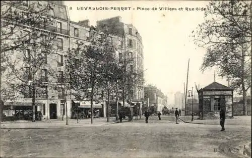 Ak Levallois Perret Hauts de Seine, Place de Villiers, Rue Gide