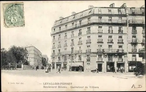 Ak Levallois Perret Hauts de Seine, Boulevard Bineau, Carrefour de Villiers