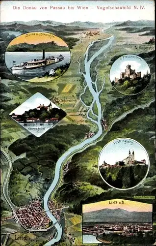 Landkarten Ak Felle, Eugen, Linz an der Donau Oberösterreich, Urfahr, Pöstlingberg, Freudenstein
