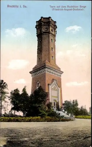 Ak Rochlitz Sachsen, Turm auf dem Berg, Friedrich August Denkmal