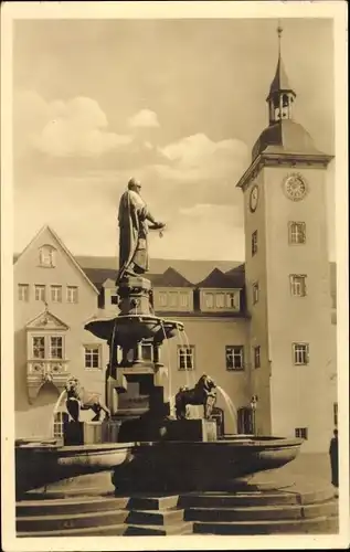 Ak Freiberg in Sachsen, Brunnen am Rathaus