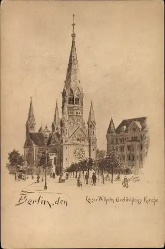 Künstler Ak Jander, Carl, Berlin Charlottenburg, Kaiser Wilhelm Gedächtniskirche