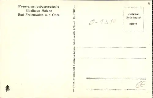 Ak Bad Freienwalde an der Oder, Frauenmissionsschule, Bibelhaus Malche