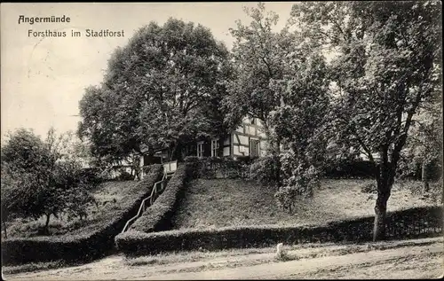 Ak Angermünde in der Uckermark, Forsthaus im Stadtforst, Außenansicht