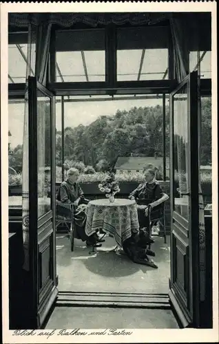 Ak Bad Freienwalde an der Oder, Frauenmissionsschule, Bibelhaus Malche, Balkon und Garten