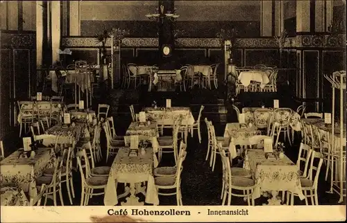 Ak Gussew Gumbinnen Ostpreußen, Cafe Hohenzollern, Innenansicht