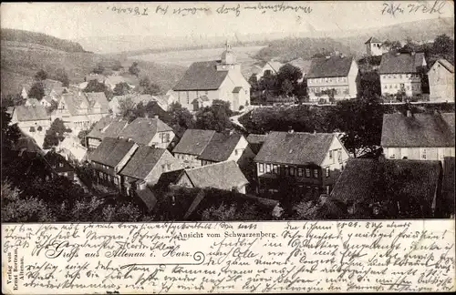 Ak Altenau Clausthal Zellerfeld im Oberharz, Totalansicht der Ortschaft, Kirche